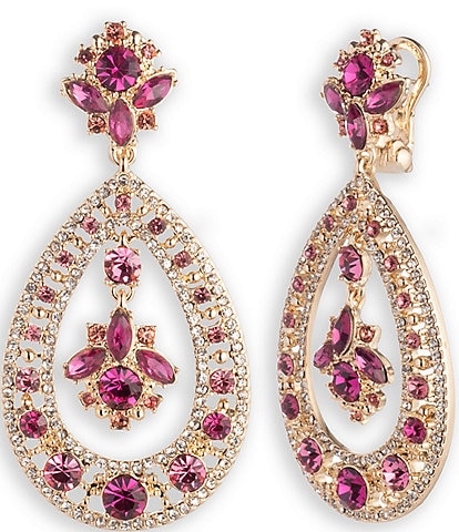 Marchesa Gold Tone Pink Open Crystal Orbital Earrings