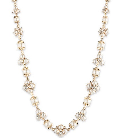 Marchesa Gold Tone White Pearl Collar Necklace