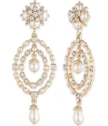 Marchesa Gold Tone White Pearl Orbital Drop Earrings