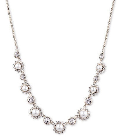 Marchesa Pearl Round Stone Crystal Collar Necklace