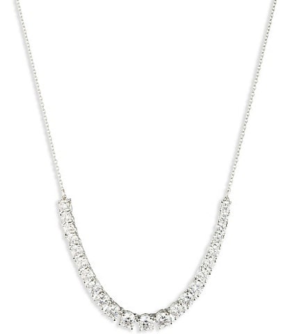 Marchesa Silver Tone Crystal Tennis Frontal Collar Necklace