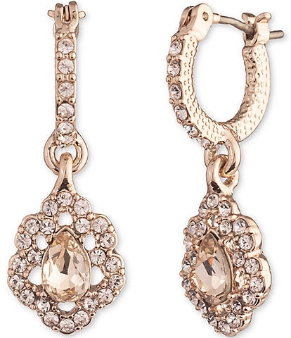 Marchesa Small Pear Crystal Hoop Drop Earrings