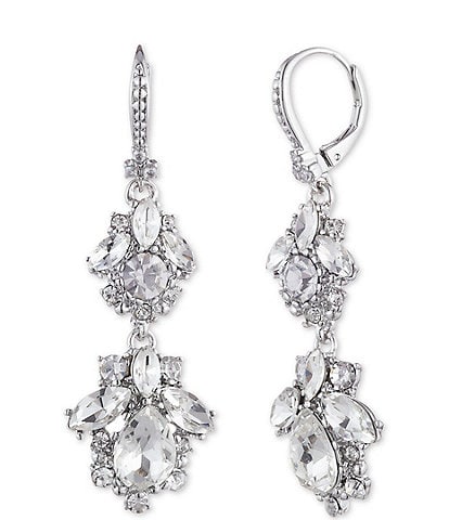 Marchesa Vintage Cluster Crystal Double Drop Earrings