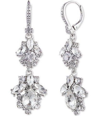 Marchesa Vintage Cluster Crystal Double Linear Earrings