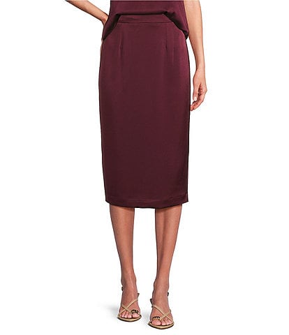 Marella Cadine Satin Straight Coordinating Midi Skirt