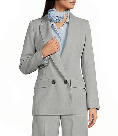 Marella Canzone Grey Stretch Double Breasted Blazer