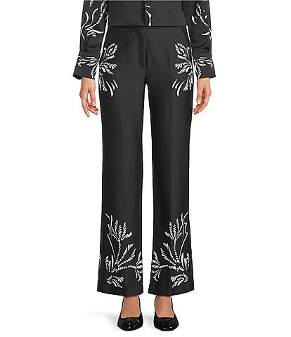 Marella Coordinating Egizio Crepe Back Satin Placement Print Flare Hem Pants