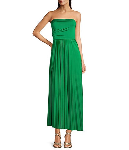 Marella Fecola Jersey Bandeu Pleated Slim Fit And Flare Maxi Dress