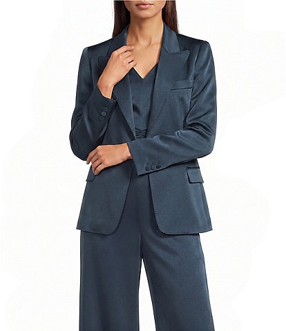 Marella Mllzimino Notch Lapel Collar Long Sleeve Single Button Blazer
