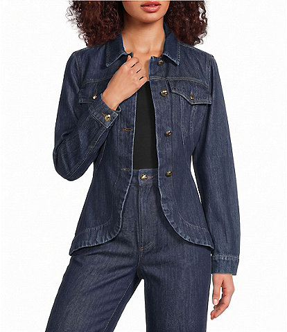 Marella Peplum Washed Denim Jacket