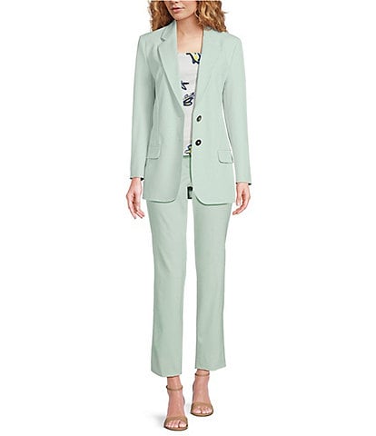 Marella Rubens Stretch Microfiber Canvas Notch Lapel Collar Long Sleeve Two-Button Jacket & Nicosia Slim Leg Pants