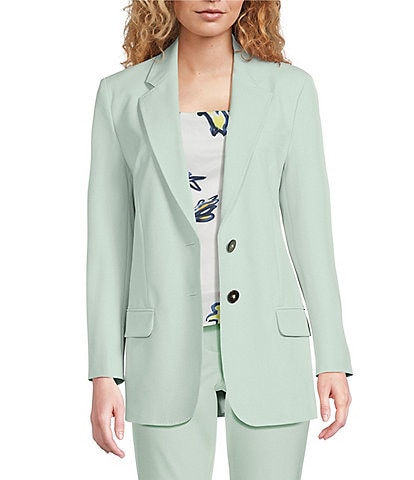 Marella Rubens Stretch Microfiber Canvas Notch Lapel Collar Long Sleeve Two-Button Jacket