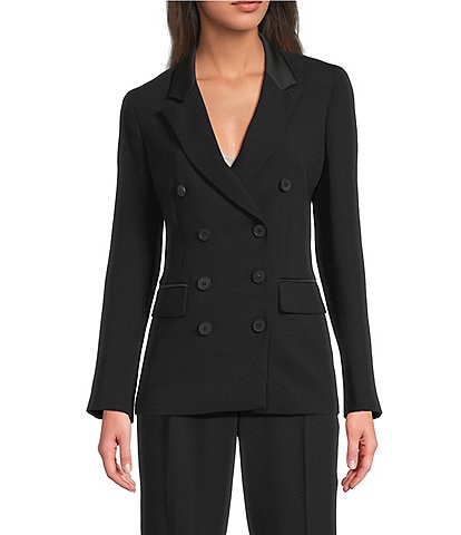 Marella Stella Lapel Collar Satin Double Breasted Blazer