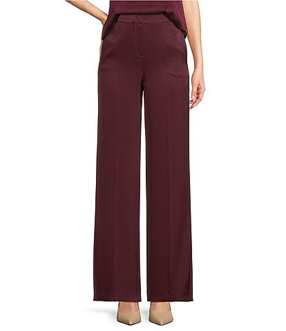 Marella Wolf Satin High Rise Wide Leg Trouser Pants