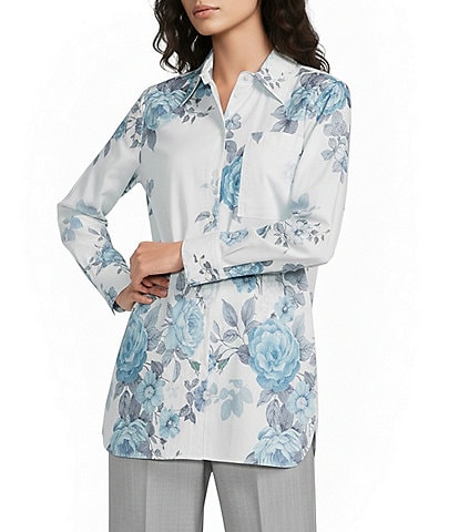 Marella Woven Amici Printed Long Sleeve Button Front Shirt