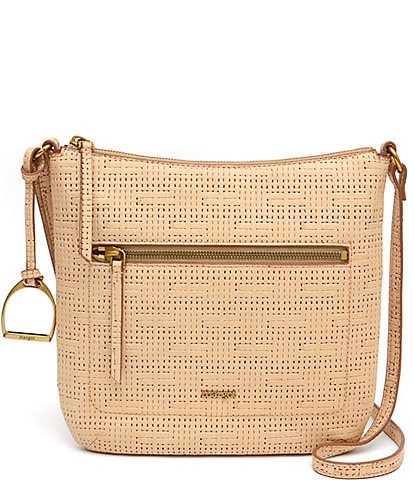 Margot Amy Top Zip Leather Basketweave Crossbody Bag