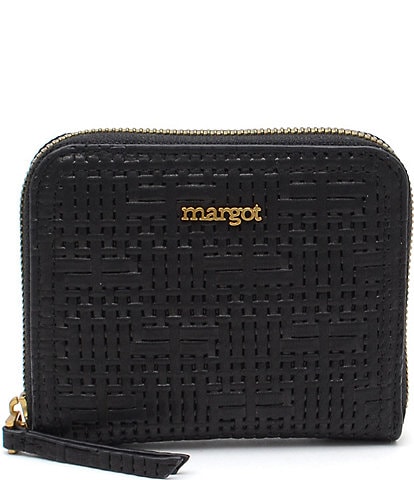 Margot Lily Zip Around Leather Basketweave Wallet