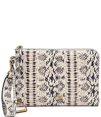 Margot Noelle Python Embossed Leather Pouch Clutch