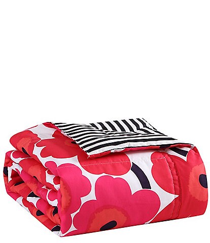 Marimekko Pieni Unikko Bright Red Floral Down Alternative Reversible Blanket