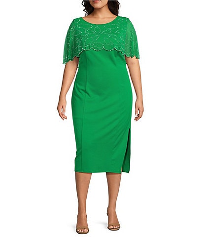 Marina Plus Size Beaded Capelet Dress