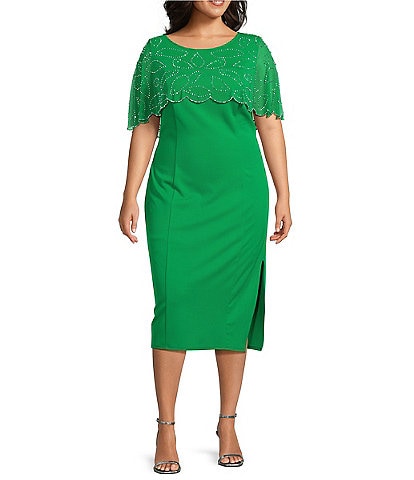 Marina Plus Size Beaded Capelet Dress