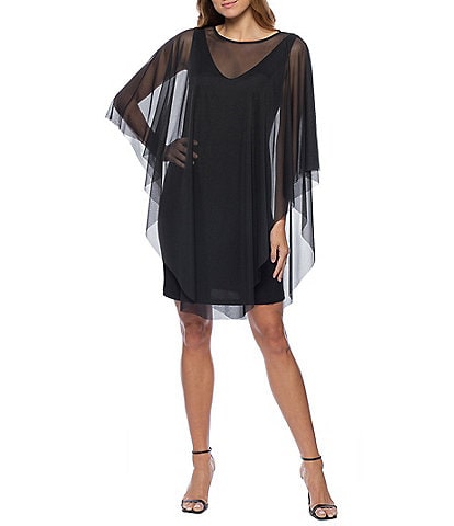 Marina Sheer Overlay Sleeveless V-Neck Short Sheath Dress