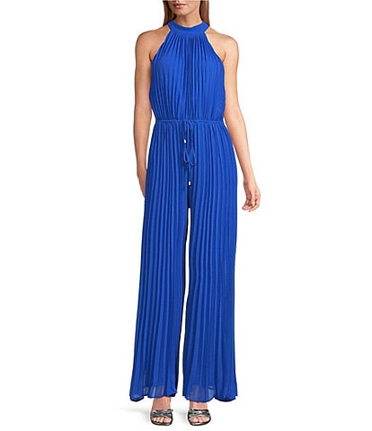 Marina Sleeveless Halter Neck Pleated Jumpsuit