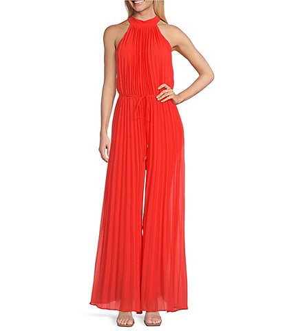 Marina Sleeveless Halter Neck Pleated Jumpsuit