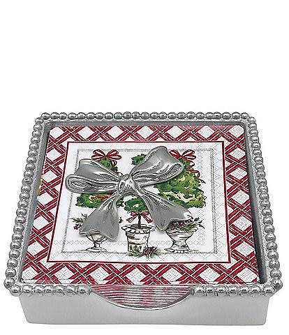 Mariposa Christmas Topiary Bow Beaded Collection Napkin Box Set
