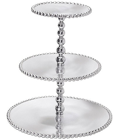 Mariposa Pearled Collection Beaded 3-Tiered Cupcake Server
