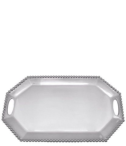 Mariposa Pearled Collection Large Rectangular Octagonal Tray