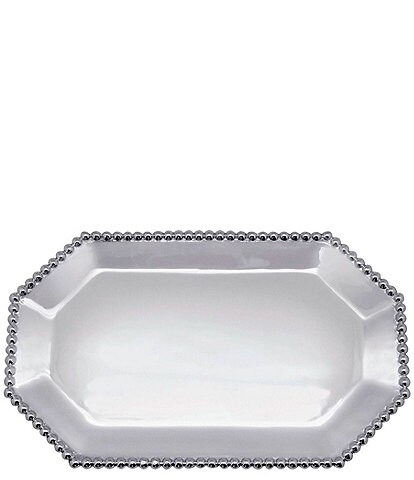 Mariposa Pearled Beaded Collection Small Rectangular Octagonal Tray