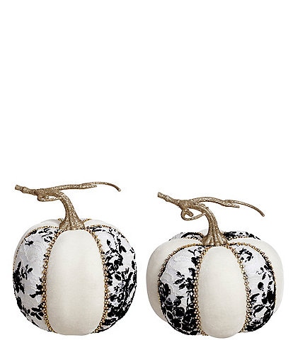 Mark Roberts Black and White Pumpkin Figurine , Set of 2