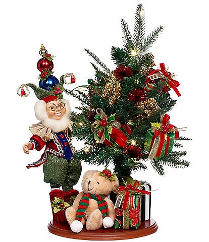 Mark Roberts Decorating Tree Elf Scene Figurine With Lights Figurine, Small
