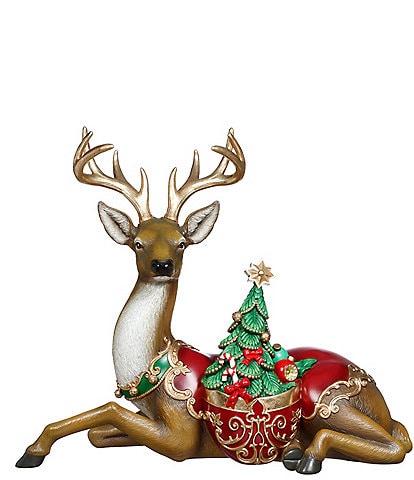 Mark Roberts Deer With Holiday Tree Figurine