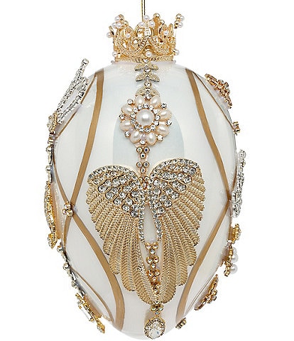 Mark Roberts Holiday Collection Faberge Ivory Pearl Jewel Egg Ornament