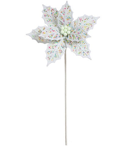 Mark Roberts Holiday Collection 19-inch Holly Poinsettia Stem Pick, Set of 12