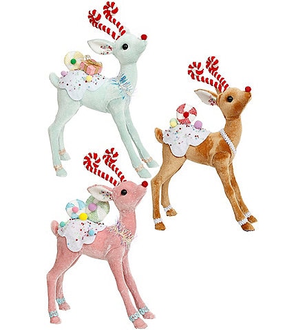 Mark Roberts Holiday Collection 3-Piece Assorted Candied Reindeer Medium Figurine Set