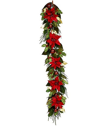 Mark Roberts Holiday Collection 6-ft. Glittered Red Poinsettia Garland