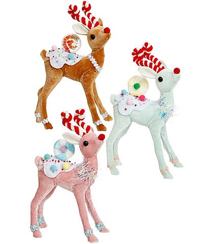 Mark Roberts Holiday Collection 6-Piece Assorted Candied Reindeer Small Figurine Set