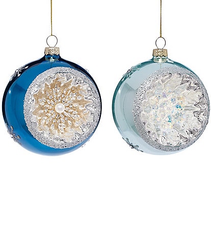 Mark Roberts Holiday Collection 6-Piece Assortment Reflective Ball Hanging Boxed Ornament Set