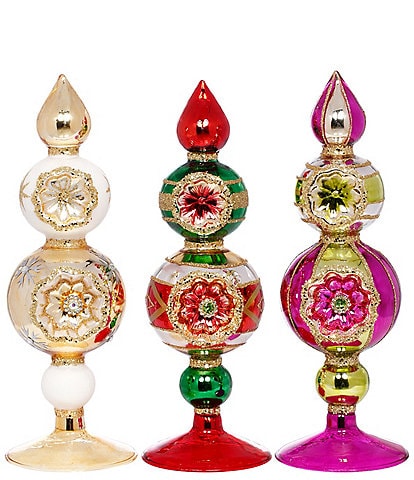 Mark Roberts Holiday Collection 6-Piece Assortment Triple Stack Finial Ornament Set