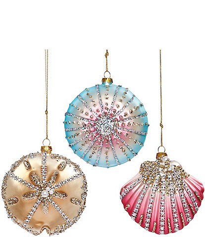 Mark Roberts Holiday Collection Assorted Jeweled Shell Glass Ornament, Set of 6