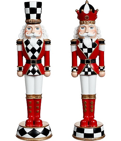 Mark Roberts Holiday Collection Checkered Black and White Assorted Nutcracker Tabletop Decor, Set of 2