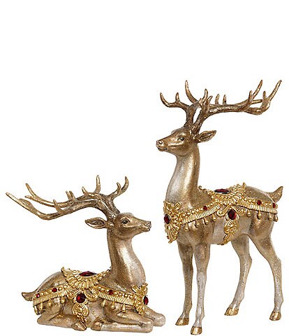 Mark Roberts Holiday Collection Elegant Metallic Gold Deer Figurine, Set of 2