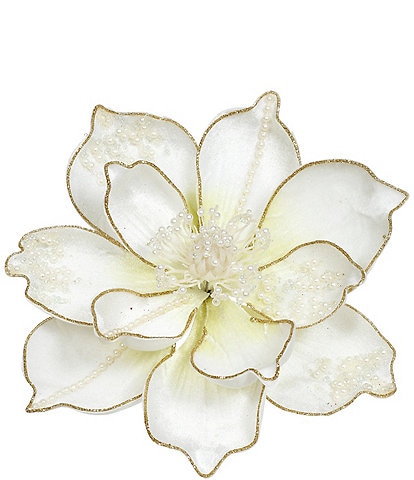 Mark Roberts Holiday Collection Glittered Magnolia Pearl, Set of 12