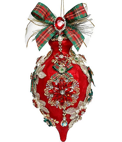 Mark Roberts Holiday Collection King's Jewel Fancy Red Frosted Finial Ornament