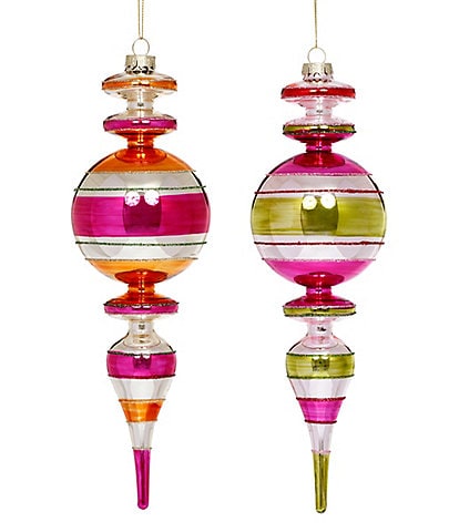 Mark Roberts Holiday Collection Pastel Striped Finial Ornament, Set of 6