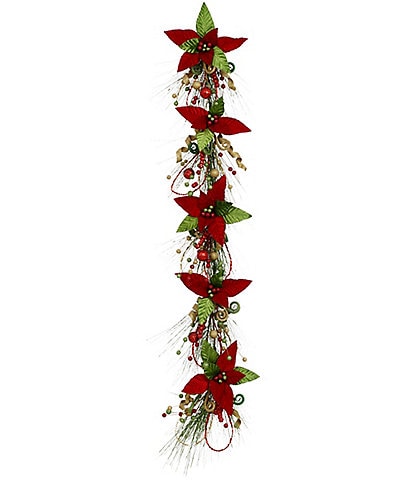 Mark Roberts Holiday Collection Red Poinsettia Garland, Set of 2