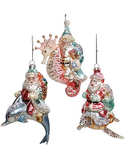 Mark Roberts Holiday Collection Santa Under the Sea Glass Ornament Assortment of 6